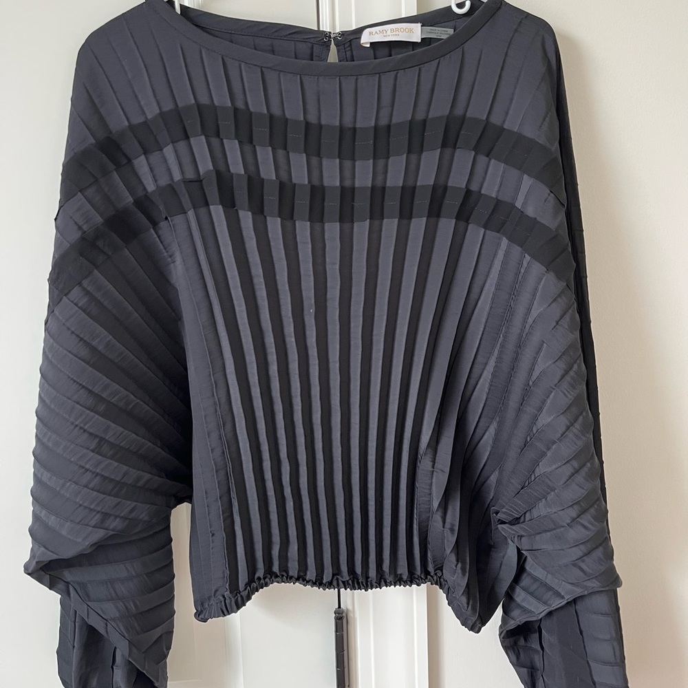 Ramy Brook Black Pleated Top